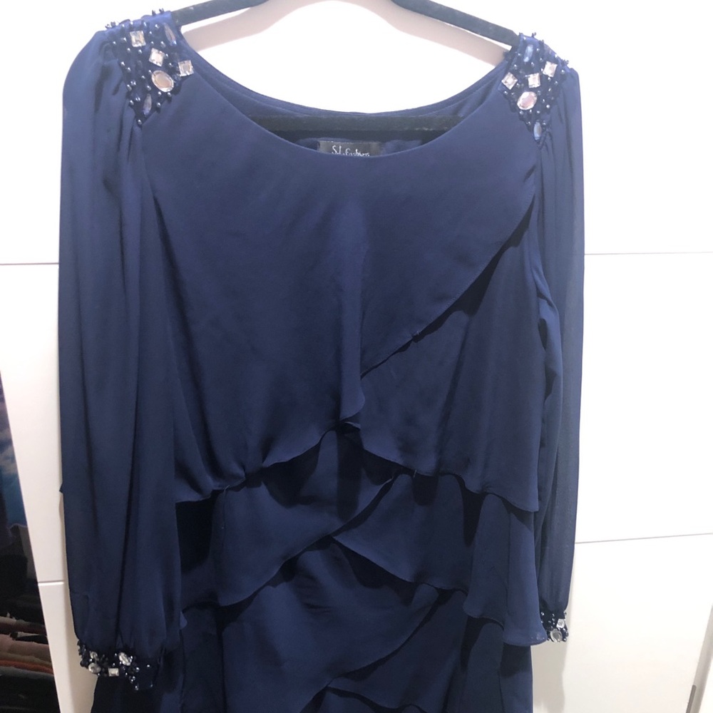 Navy blue formal dress with stone detailing